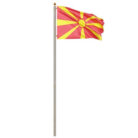 North Macedonia Flag With Pole, North Macedonia Flag Waving, North ...