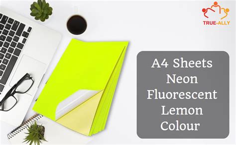 True-Ally 30 A4 Sheets Neon Fluorescent Lemon Colour Laser Inkjet ...