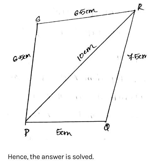 Quadrilateral pqrs with PQ is equals to 3.5 CM QR is equals to 4 cm rs ...