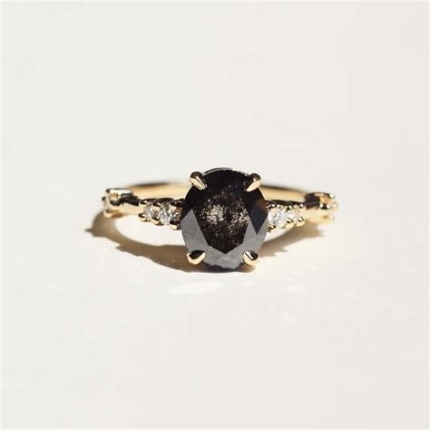 Natural Salt And Pepper 2.36 CT Oval Diamond Unique Wedding Ring – Less ...