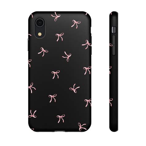 Black and Pink Bows Phone Case, Sleek Black Bow Design, Pink Coquette ...