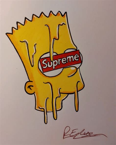 Vibrant Drip Art inspired by The Simpsons and Supreme