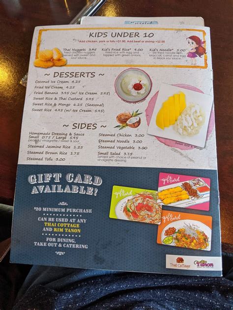 Menu at Thai Cottage Woodlands restaurant, Conroe, College Park Dr
