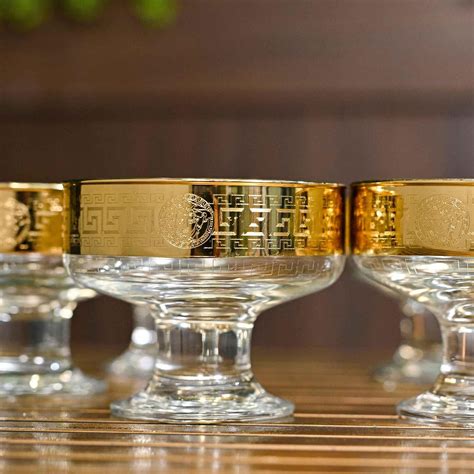 Buy READYPEACE Gold Plated Crystal Glass Bowl (Set of 6) for Desserts ...