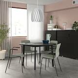 MITTZON conference table, round black stained ash veneer/black, 120x75 ...