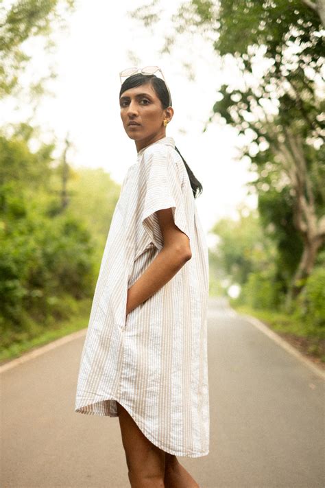 Buy No Nasties Sand Stripe Shirt Dress Organic Cotton Summer Dress For ...