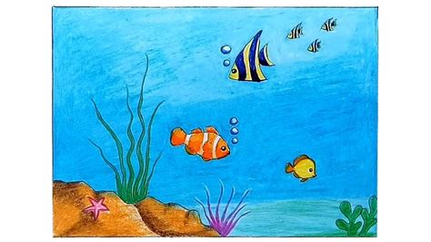 Ocean Easy Underwater Pencil Drawing - canvas-valley