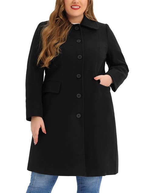 Agnes Orinda Women's Plus Size Coats Peter Pan Collar Single Breasted ...
