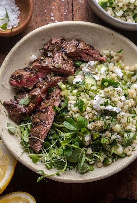 Grilled Skirt Steak with Lemon Herb Couscous Salad | Recipe | Whole ...
