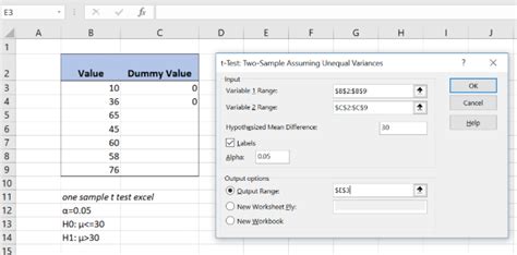 How to Use T Test in Excel 的图像结果