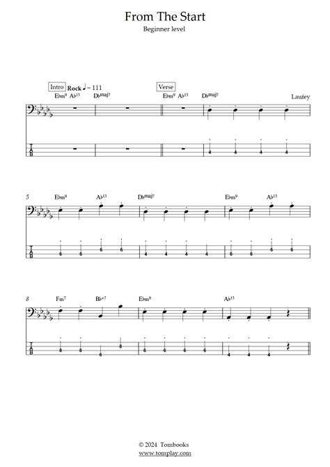 From the Start (Nível Iniciante) (Laufey) - Tablatura para Baixo