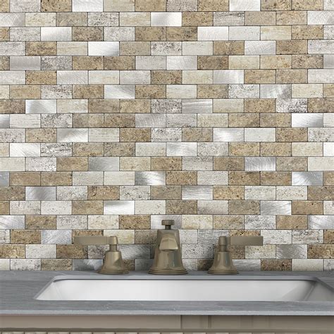 M MOFIT Self Adhesive Wall Tiles Kitchen Brick Mosaic Stick on Tiles ...