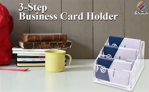 SNDIA 3-Tier Business Card Holder Visiting Card Stand Organizer Clear ...