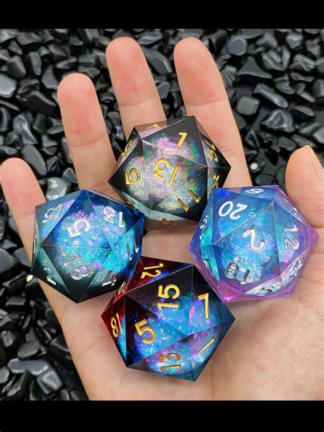 20 Sided Resin Sand Dice 35mm Liquid Core Dragon And Dungeon TRPG Board ...
