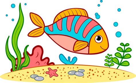 Cute fish at the bottom of sea. Fish underwater clipart 8721059 Vector ...