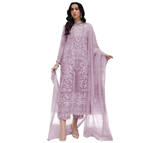 Buy Glammer Fashion women's net with shantoon silk semi stitched ...
