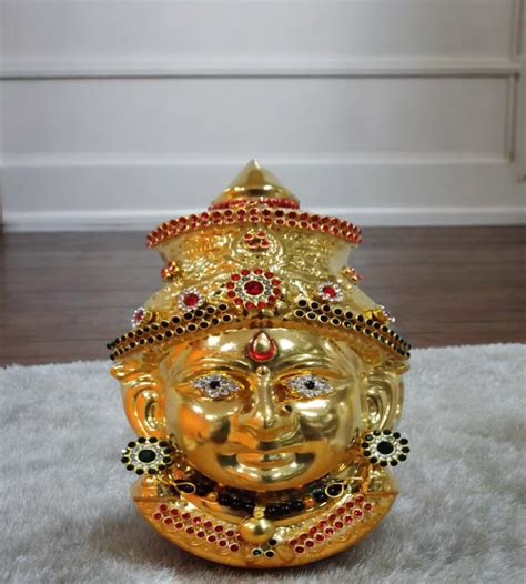 Sigaram 6.5X3.5 Inch Gold Plated Mahalakshmi Face Mukoot for Vara Maha ...