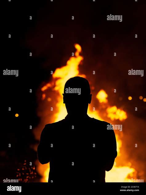 San Juan bonfire celebration in Spain, Spanish tradition Stock Photo ...