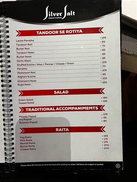 Menu at Silver Salt Indian Cuisine, Hyderabad, 6th Floor