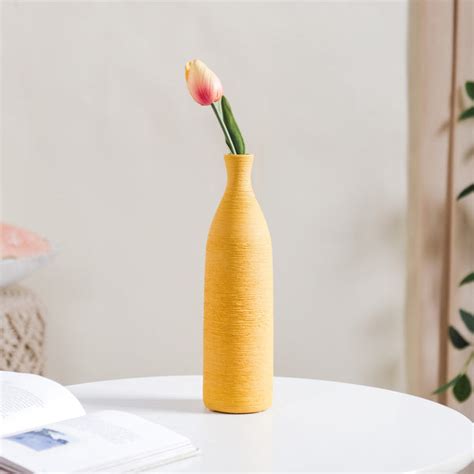 Yellow Textured Ceramic Vase Online - Premium Vase | Nestasia