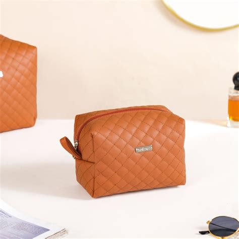 Set Of 3 Water Resistant Makeup Pouches Tan Online - Premium Vanity ...