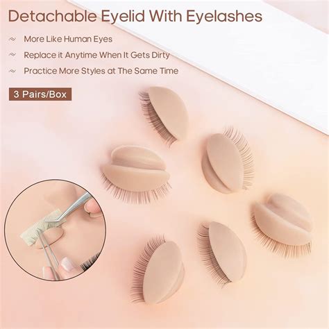 Buy krofaue 3 Pairs Replacement Eyelids for Mannequin Head,Silicone ...
