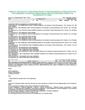 Fillable Online iiser-admissions OBC NC Form - iiser admission 2014 ...