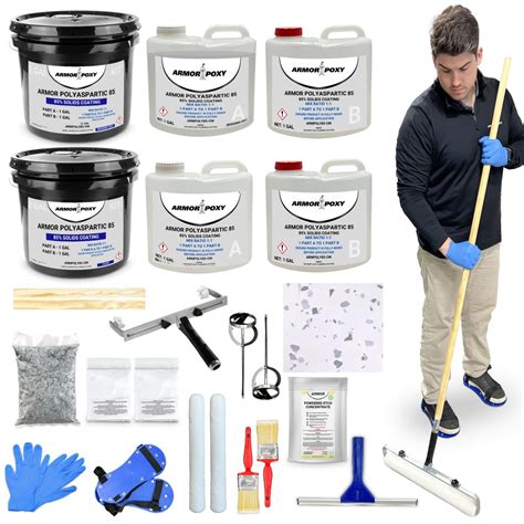 ArmorPoxy Polyaspartic Floor Coating Kit - 20Pc - Fast Drying - 2 Layer ...