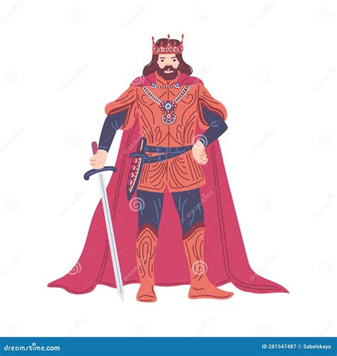 Vector Isolated Illustration of Medieval King, Lord, Duke with Crown ...