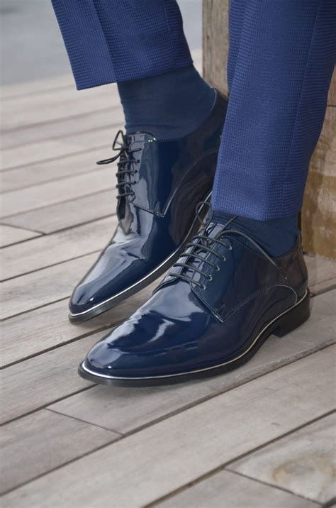 Buy Navy Blue Leather Oxford by Gentwith.com with Free Shipping | Navy ...