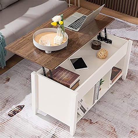 VINGLI White Coffee Table with Lift Top, Lift Up India | Ubuy
