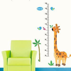 Asmi Collections 120 Cute Giraffe Height Chart Birds Removable Sticker ...