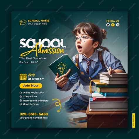 School admission social media post | Premium PSD