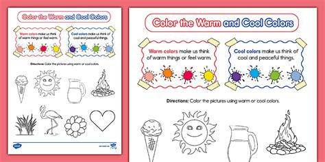 Color the Warm and Cool Colors Worksheet for K-2nd Grade