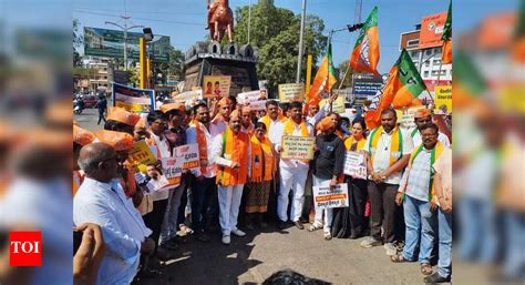 BJP protests opposing bus fare hike | Hubballi News - The Times of India