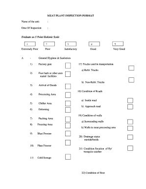 Fillable Online apeda gov MEAT PLANT INSPECTION FORMAT - APEDA - apeda ...
