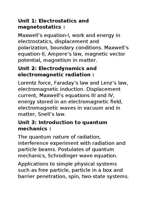 PH1020 syllabus - Unit 1: Electrostatics and magnetostatics : Maxwell’s ...