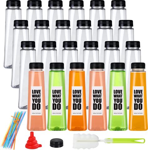 Amazon.com: Lallisa 24 Pcs 13.5 oz 400 ml Plastic Juice Bottles with ...