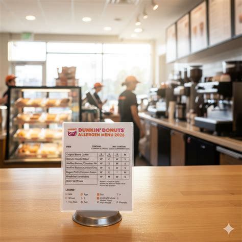 Dunkin Donuts Allergen Menu 2025/26