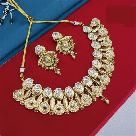 Akruti Collection Rustic Charm Pota Stone And Pearl Necklace Set ...