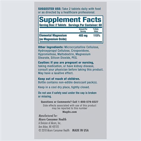 Mag-Ox 400 Magnesio, Tabletas 60 Cada – Yaxa Guatemala