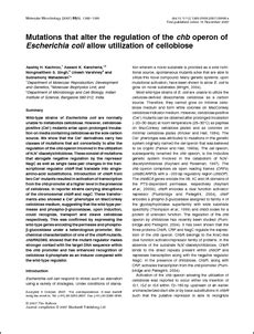 Mutations that alter the regulation of the chb operon of Escherichia ...