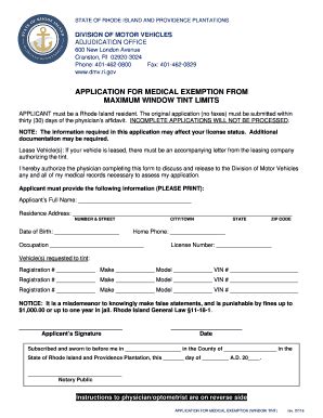2020-2026 Form RI Application for Medical Exemption from Maximum Window ...