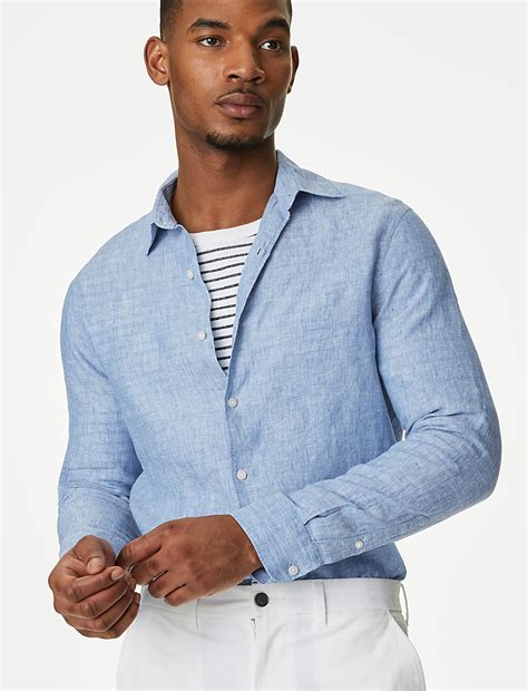 Buy Pure Linen Slim Fit Shirt at Marks & Spencer