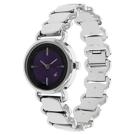 Buy Online Fastrack Quartz Analog Purple Dial Stainless Steel Strap ...