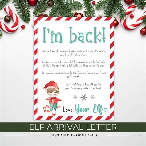 Elf Return Letter, Christmas Elf Welcome Letter, Elf Arrival Letter ...