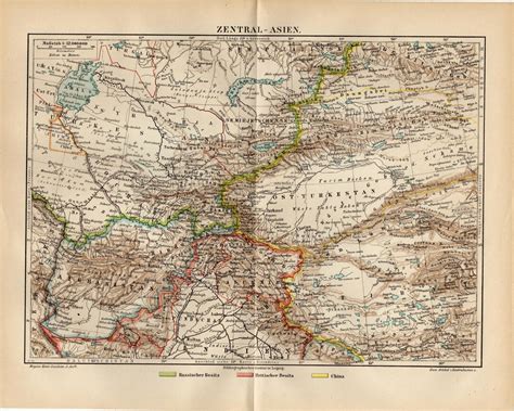 INNER ASIA MAP Central Asia Antique Map From 1897 - Etsy India