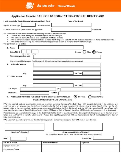 Ac opening individua new - Application form for BANK OF BARODA ...