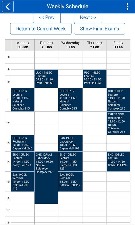 Rate my class schedules : r/UBreddit