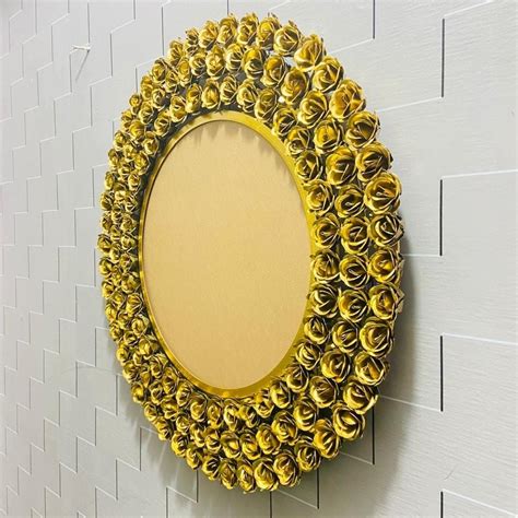 PC Home Decor | All Gold Rose Design Circular Mirror Wall Art, Gold ...